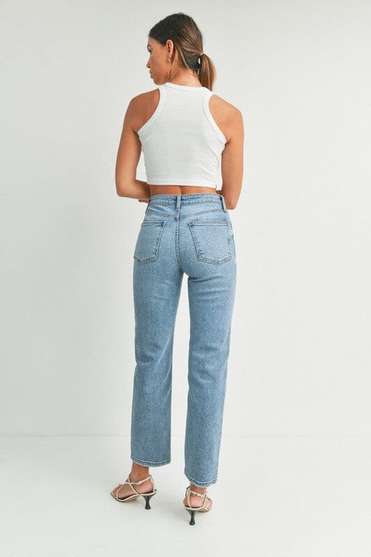 Medium High Rise Clean Straight Leg Jeans