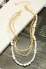 Herringbone and Pearl Chain Layer Necklace