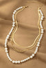 Herringbone and Pearl Chain Layer Necklace