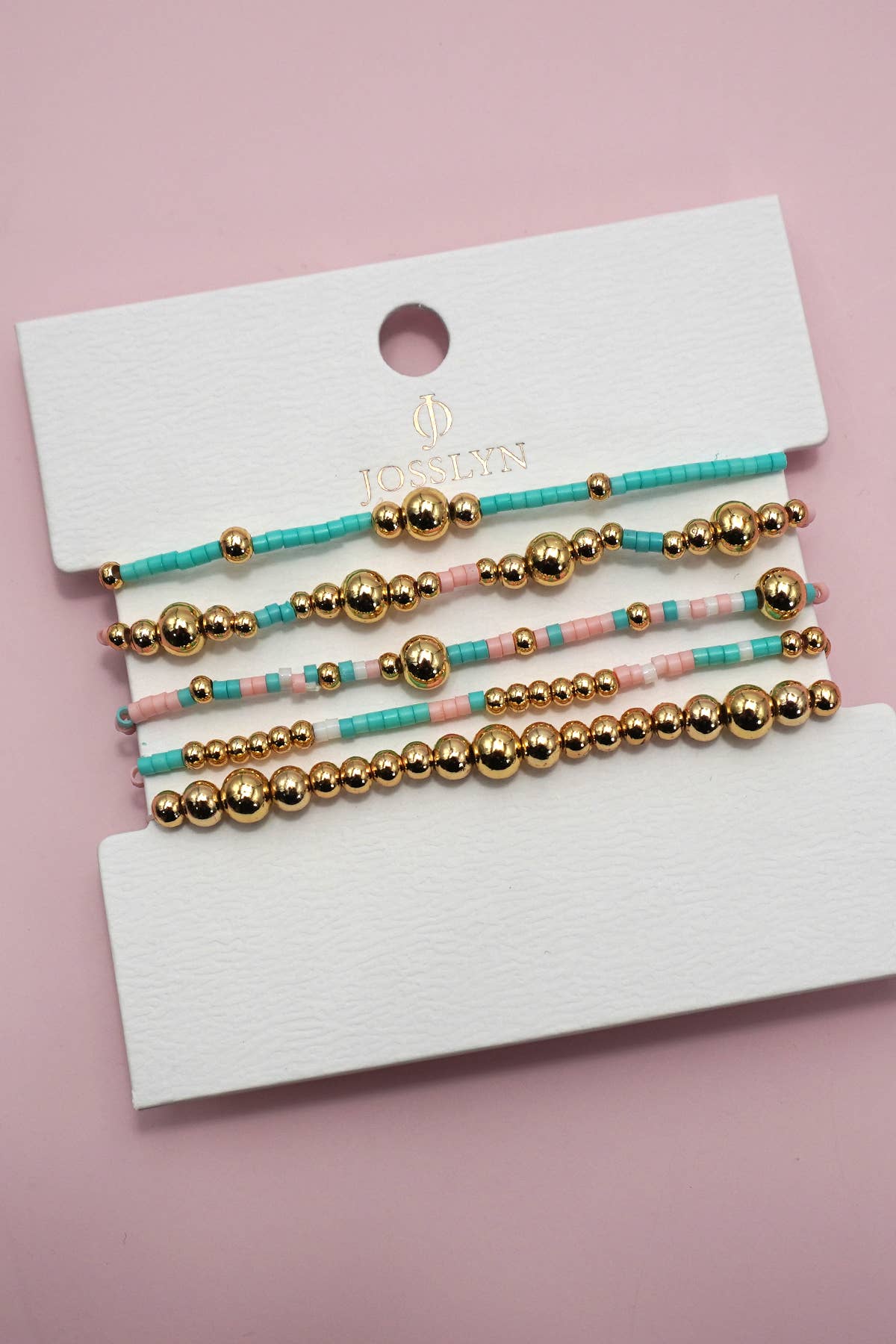 MULTI LAYER NATURAL STONE BALL CHAIN LINK BRACELET | 40B5182: MULTI | Stella & Grace Boutique .