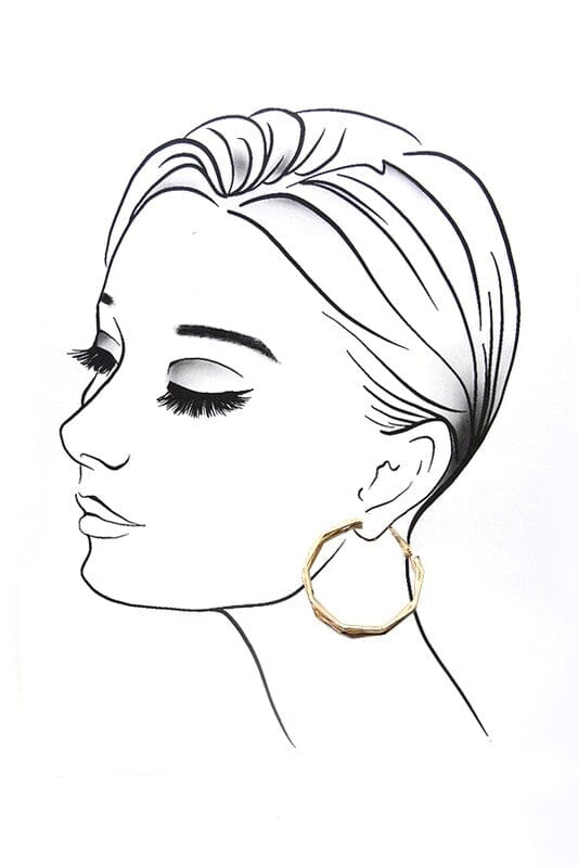 Gold Octagon Wire Hoop Earrings