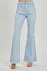 Ice Blue High Rise Patch Pocket Bell Bottom Jeans