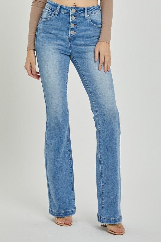 RISEN High Rise Button Down Bootcut Jeans