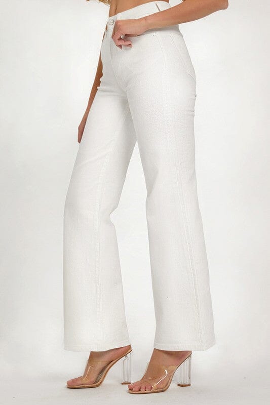 RISEN White High Rise Wide Leg Jeans