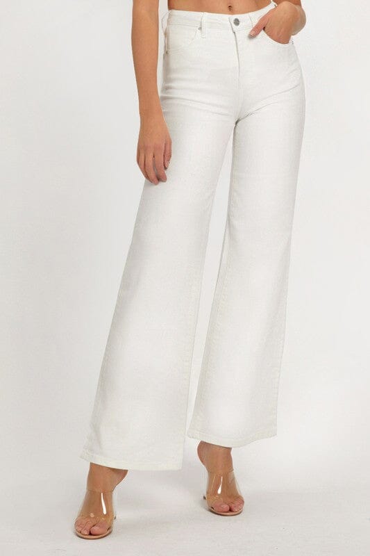 RISEN White High Rise Wide Leg Jeans