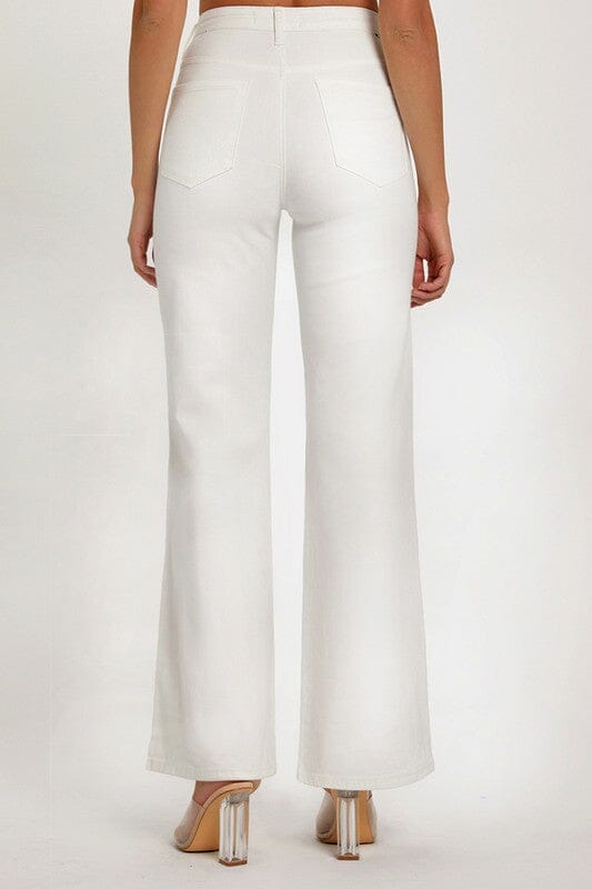 RISEN White High Rise Wide Leg Jeans