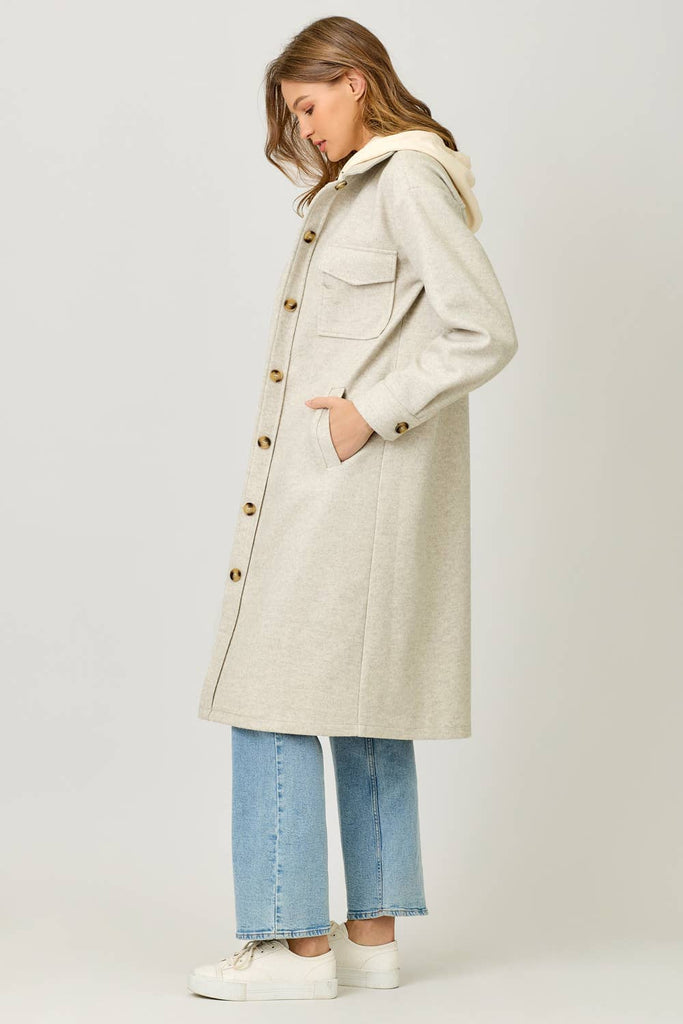 60737 Twofer Hoodie Solid Coat: Black / Small