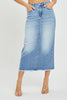 Medium High Rise Frayed Long Pencil Skirt