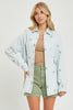 Ice Blue Oversized Star Print Shirt