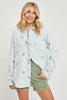 Ice Blue Oversized Star Print Shirt