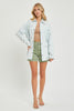 Ice Blue Oversized Star Print Shirt