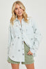 Ice Blue Oversized Star Print Shirt