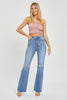 RISEN High Rise Distressed Flare Jeans