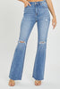 RISEN High Rise Distressed Flare Jeans