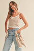 Tan Striped Crochet Tank Top