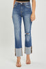 RISEN High Rise Wide Cuffed Straight Leg Jeans