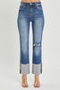 RISEN High Rise Wide Cuffed Straight Leg Jeans