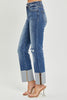 RISEN High Rise Wide Cuffed Straight Leg Jeans