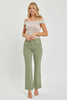 Olive High Rise Side Tape Detail Straight Leg Jeans