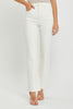 RISEN Cream High Rise Tummy Control Side Slit Straight Jeans