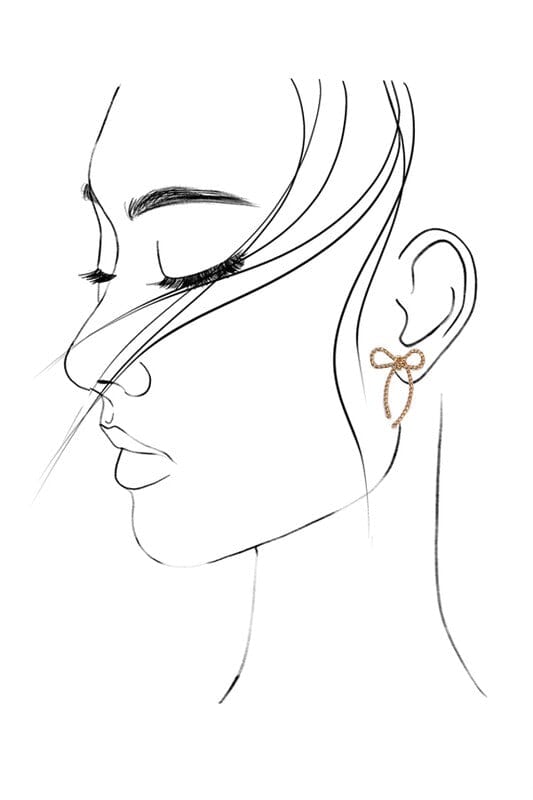 Gold Rope Bow Design Stud Earrings