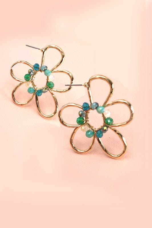 Bead Gold Flowern Shape Earrings