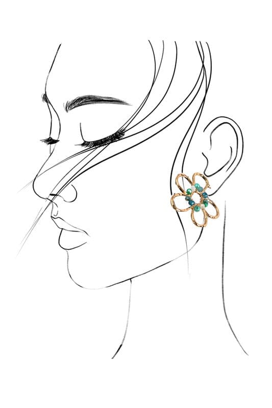 Bead Gold Flowern Shape Earrings