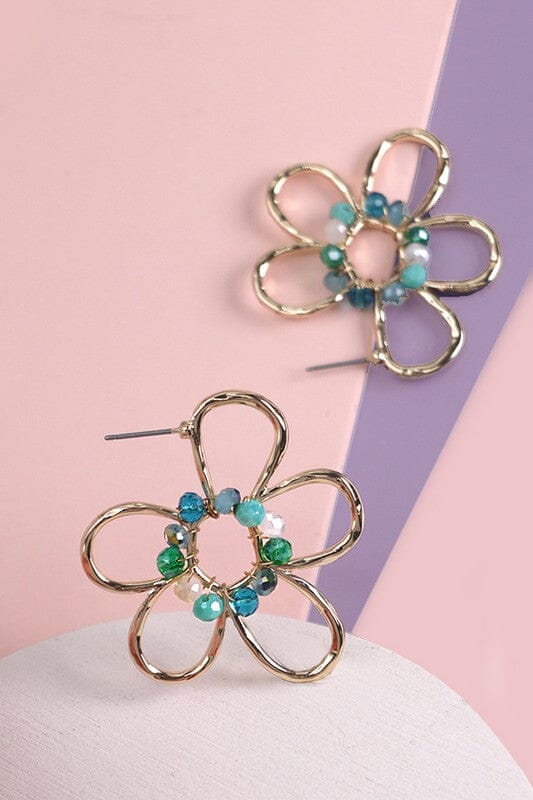 Bead Gold Flowern Shape Earrings