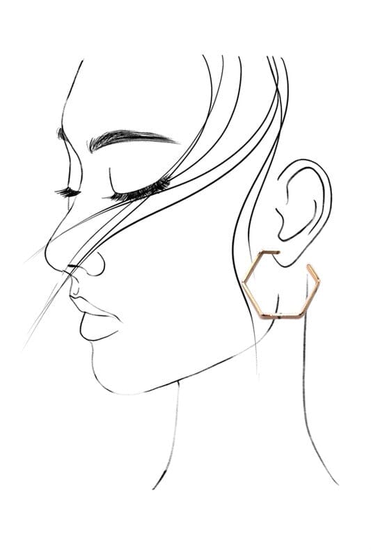 Gold Hexagon Hoop Earrings