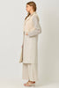 61307 Color Blocked Long Coat: Oatmeal Mix / Small