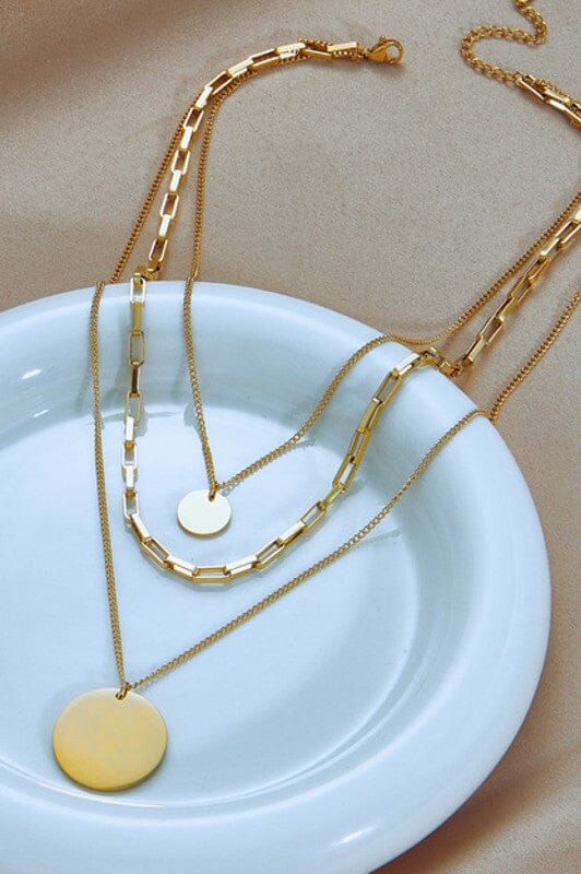 18K Gold Non-Tarnish Multi Layered Necklace