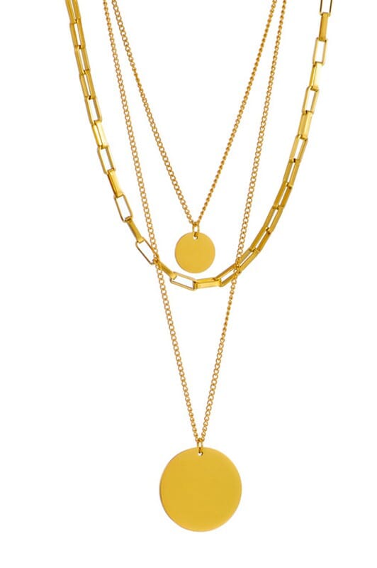 18K Gold Non-Tarnish Multi Layered Necklace