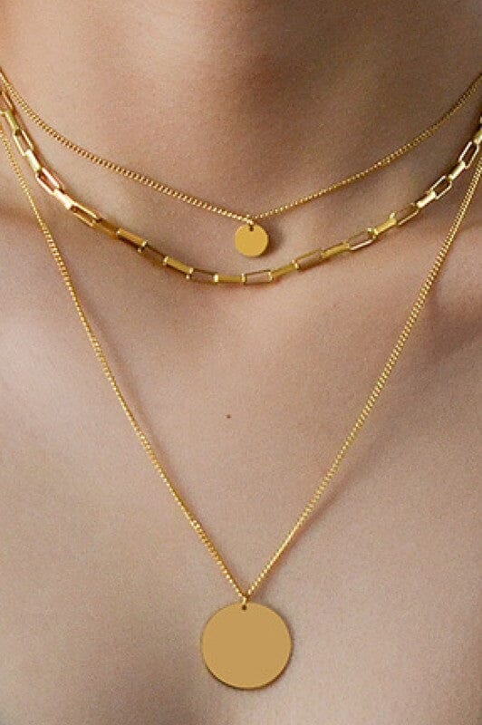 18K Gold Non-Tarnish Multi Layered Necklace