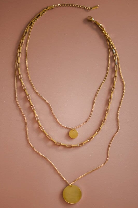 18K Gold Non-Tarnish Multi Layered Necklace