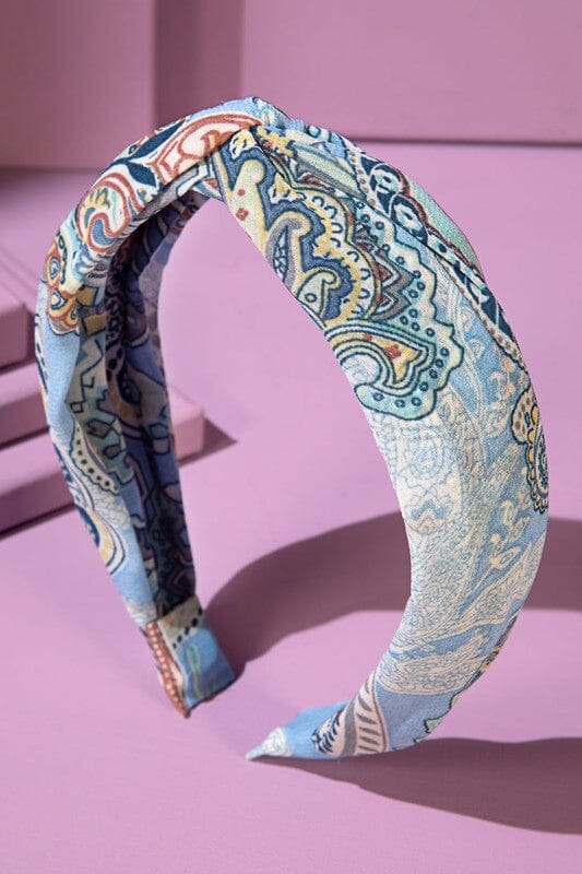 Blue Twisted Paisely Print Headband