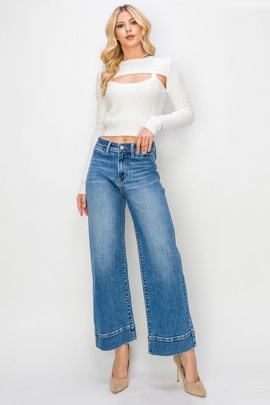 RISEN High Rise Ankle Wide Leg Jeans