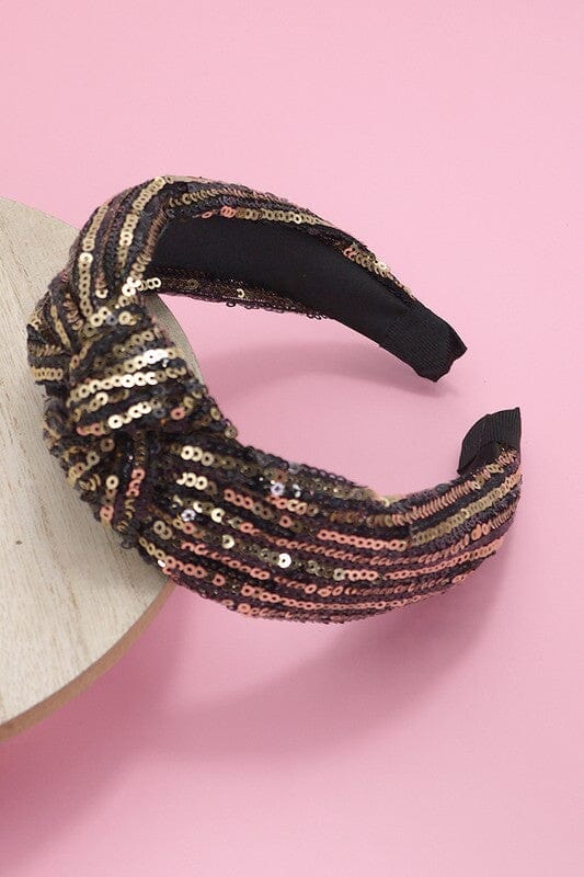 Gold Sequin Stripe Knot Headband