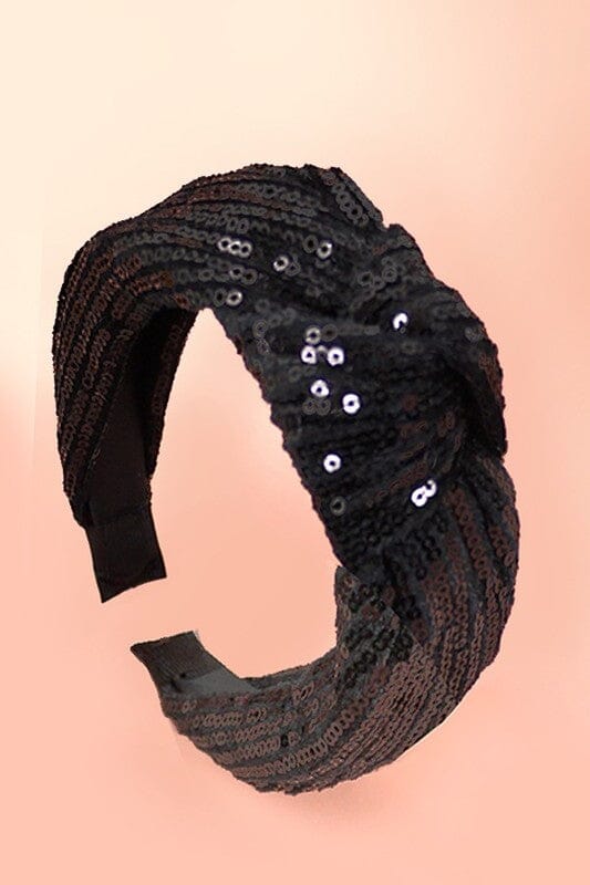 Black Sequin Stripe Knot Headband