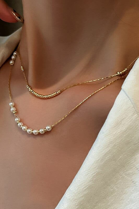 18K Gold Plated Layered Pearl Necklace