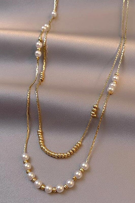 18K Gold Plated Layered Pearl Necklace