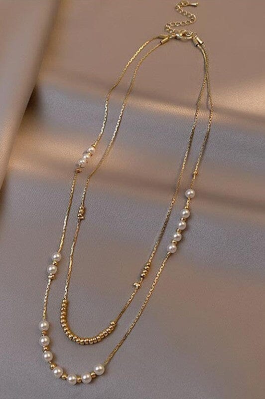 18K Gold Plated Layered Pearl Necklace