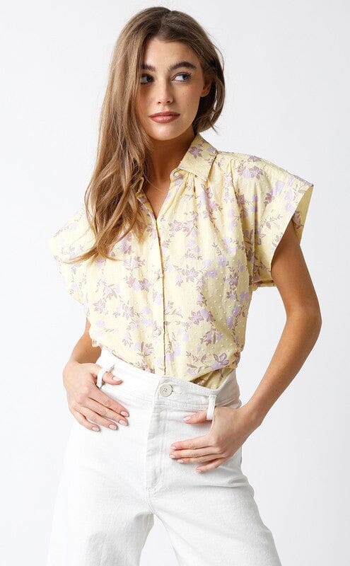 Yellow Floral Short Sleeve Top