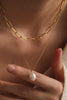 18K Gold Plated Layered Pearl Drop Necklace