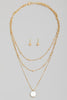 Gold Pearl Pendant Layered Chain Necklace Set