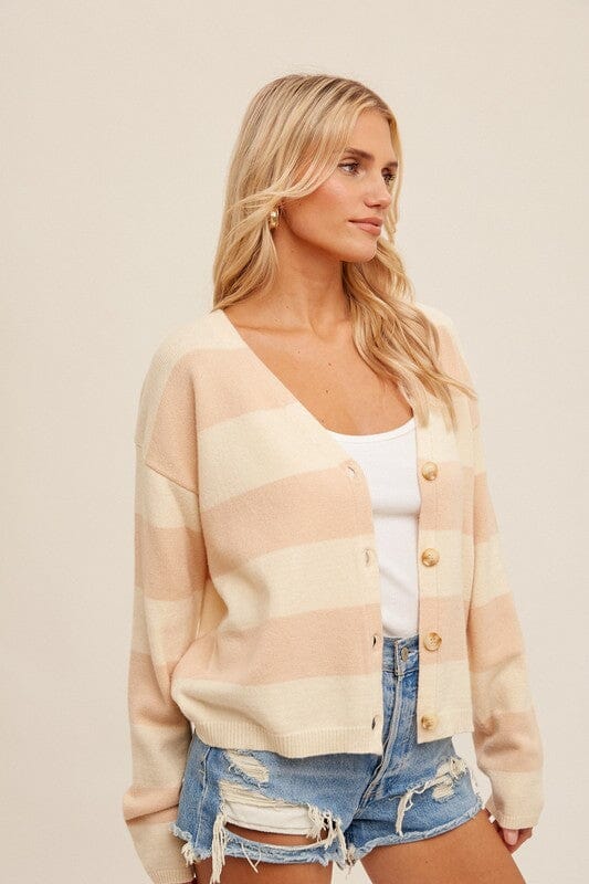 Blush Striped Relaxed Cardigan