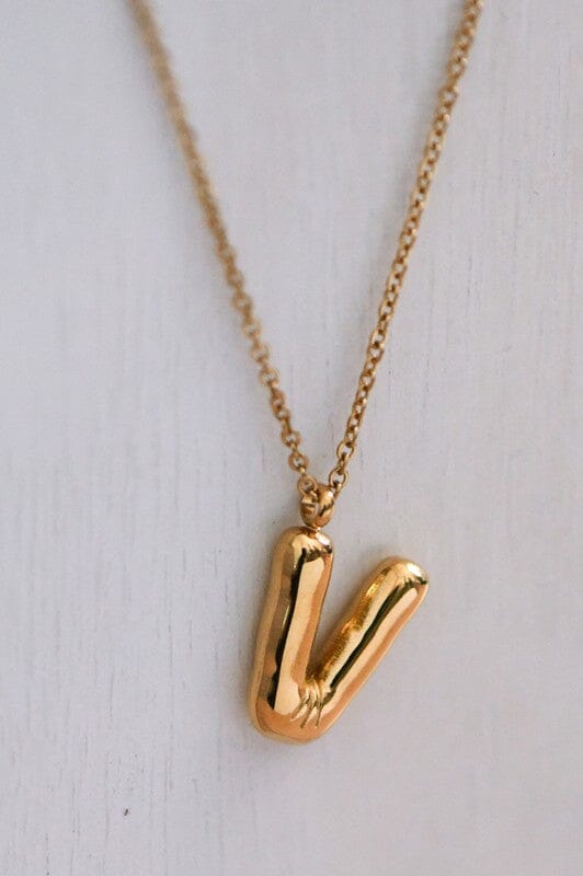 18K Non-Tarnish Bubble Initial Necklace