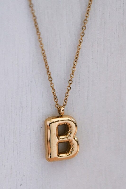 18K Non-Tarnish Bubble Initial Necklace