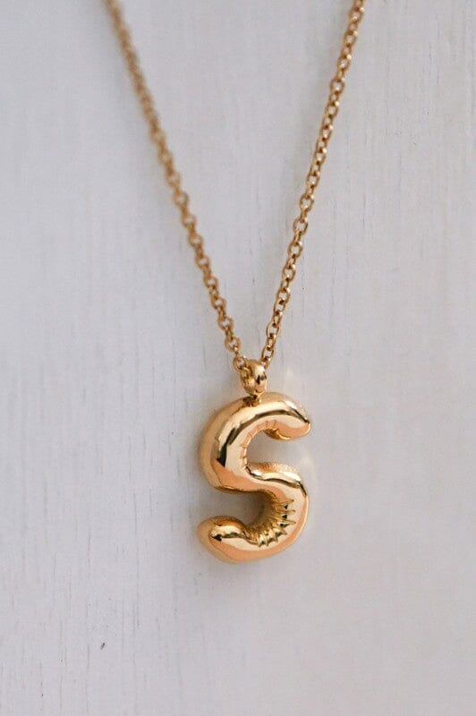 18K Non-Tarnish Bubble Initial Necklace