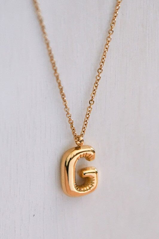 18K Non-Tarnish Bubble Initial Necklace