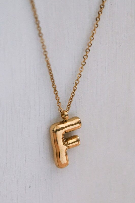 18K Non-Tarnish Bubble Initial Necklace